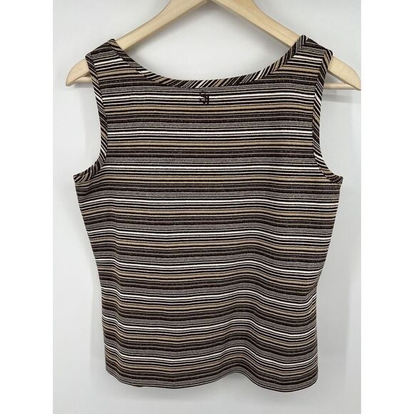 St. John Sport Size Small Brown Metallic Striped Sleeveless Knit Top Marie Gray - Picture 5 of 5